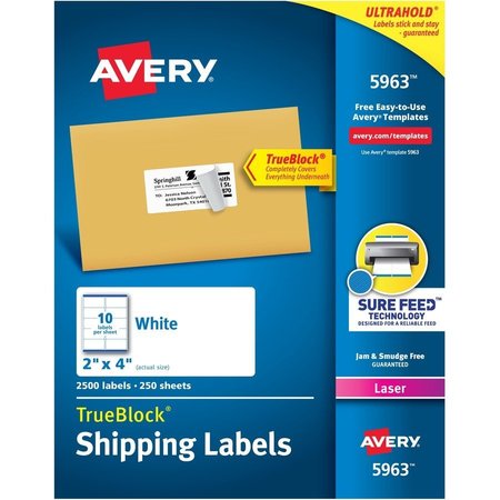 AVERY Label, Lsr, Shippng, 2X4,2500 2500PK AVE5963